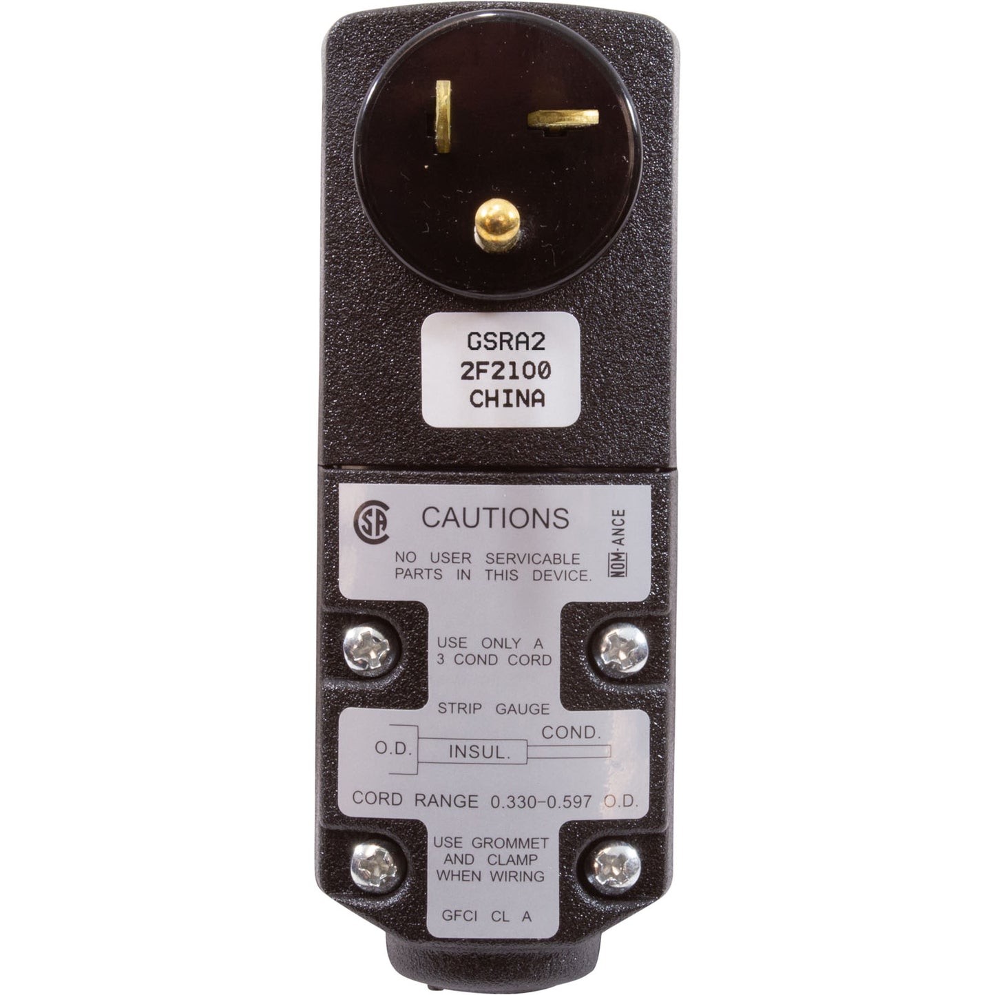 GFCI, Leviton, 20 A, 115 V, reinicio automático con autoprueba, ángulo recto