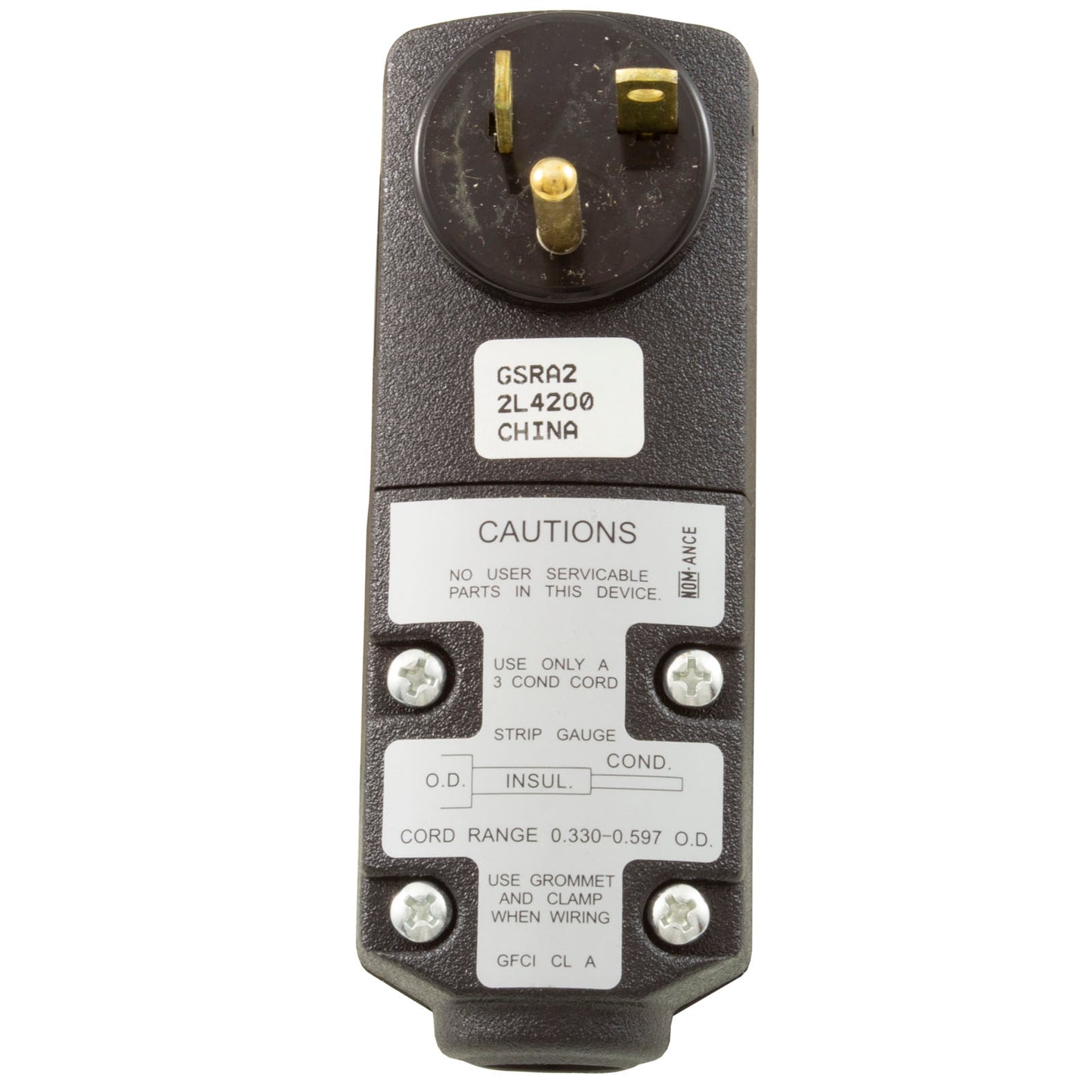 GFCI, Leviton, 20 A, 115 V, reinicio automático con autoprueba, ángulo recto