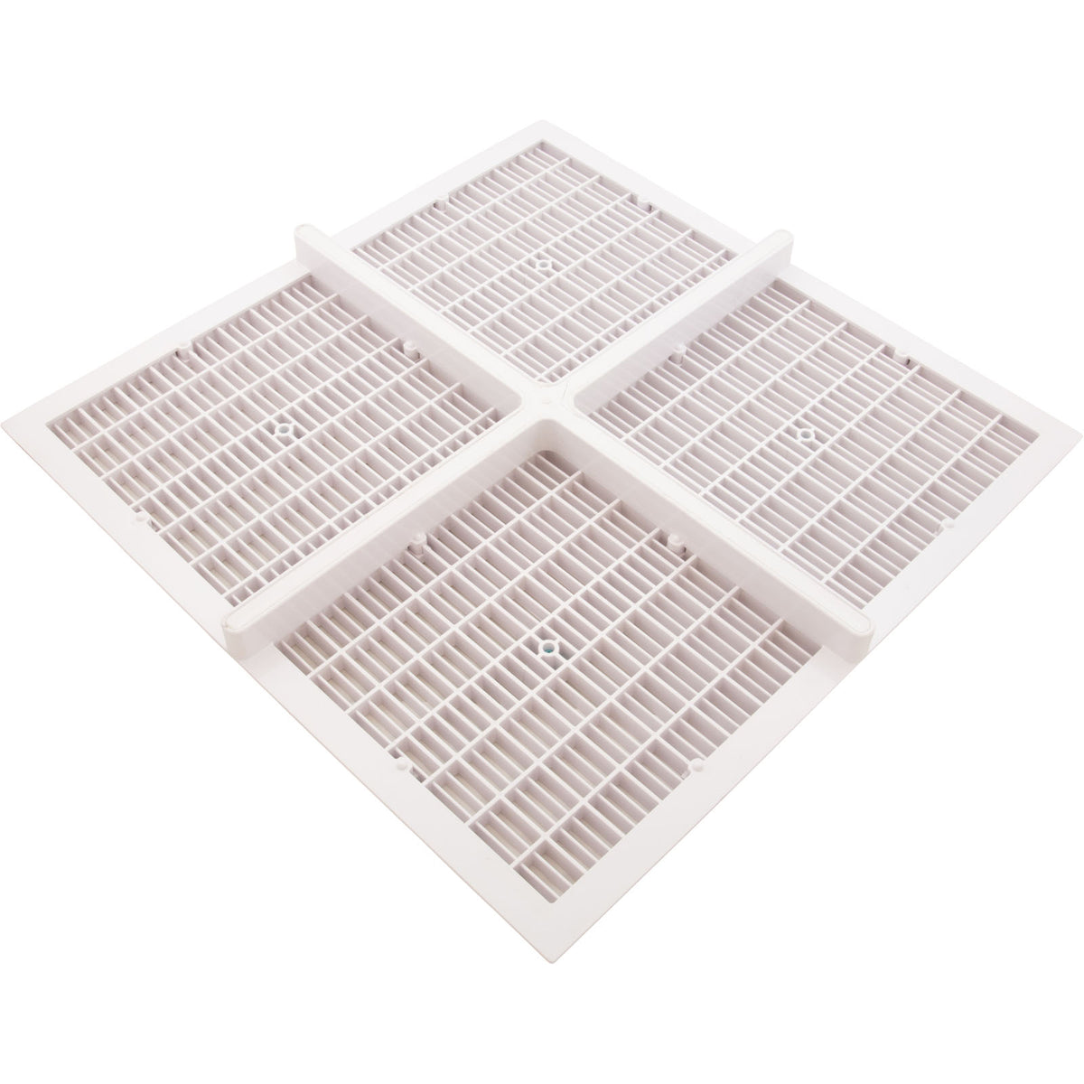 Drain Grate, 4-12" Sq, w/ 24" Sq Frame, Anit Entrap, White