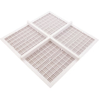Drain Grate, 4-12" Sq, w/ 24" Sq Frame, Anit Entrap, White