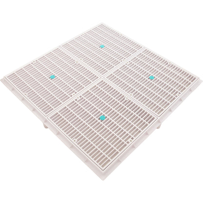 Drain Grate, 4-12" Sq, w/ 24" Sq Frame, Anit Entrap, White