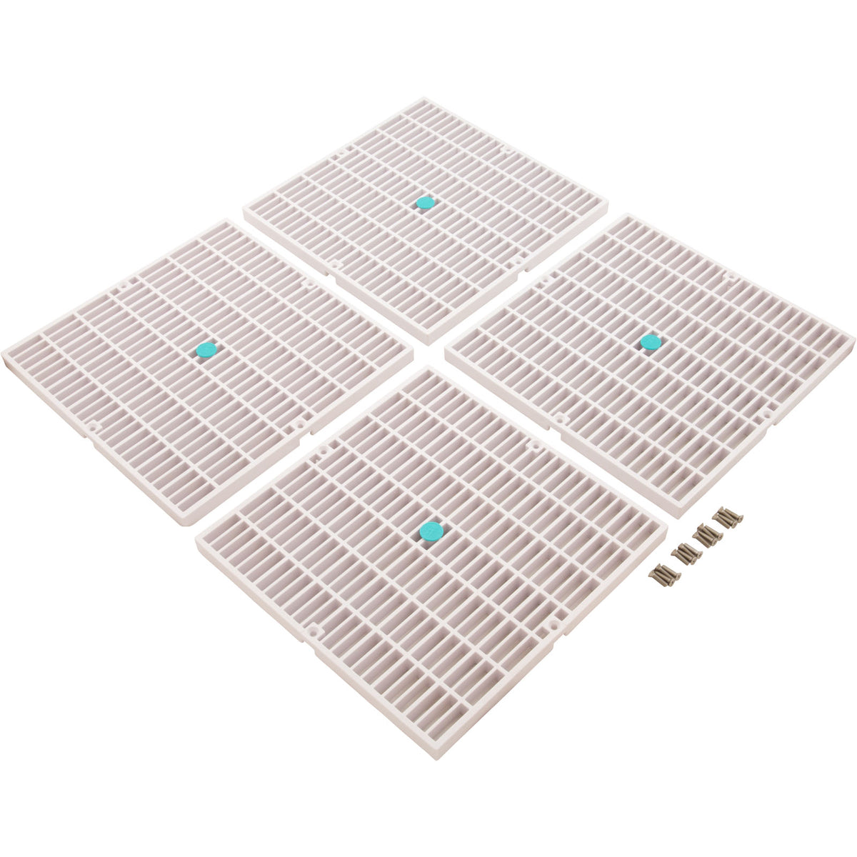 Drain Grate, 4-12" Sq, w/ 24" Sq Frame, Anit Entrap, White
