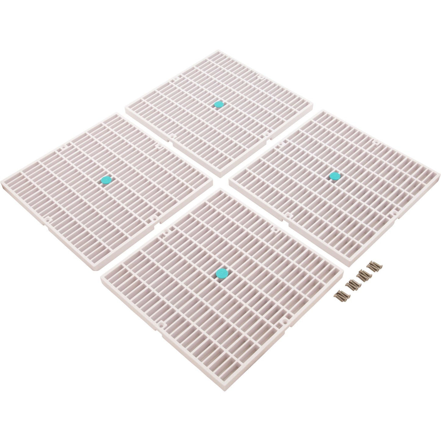 Drain Grate, 4-12" Sq, w/ 24" Sq Frame, Anit Entrap, White