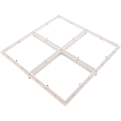 Drain Grate, 4-12" Sq, w/ 24" Sq Frame, Anit Entrap, White