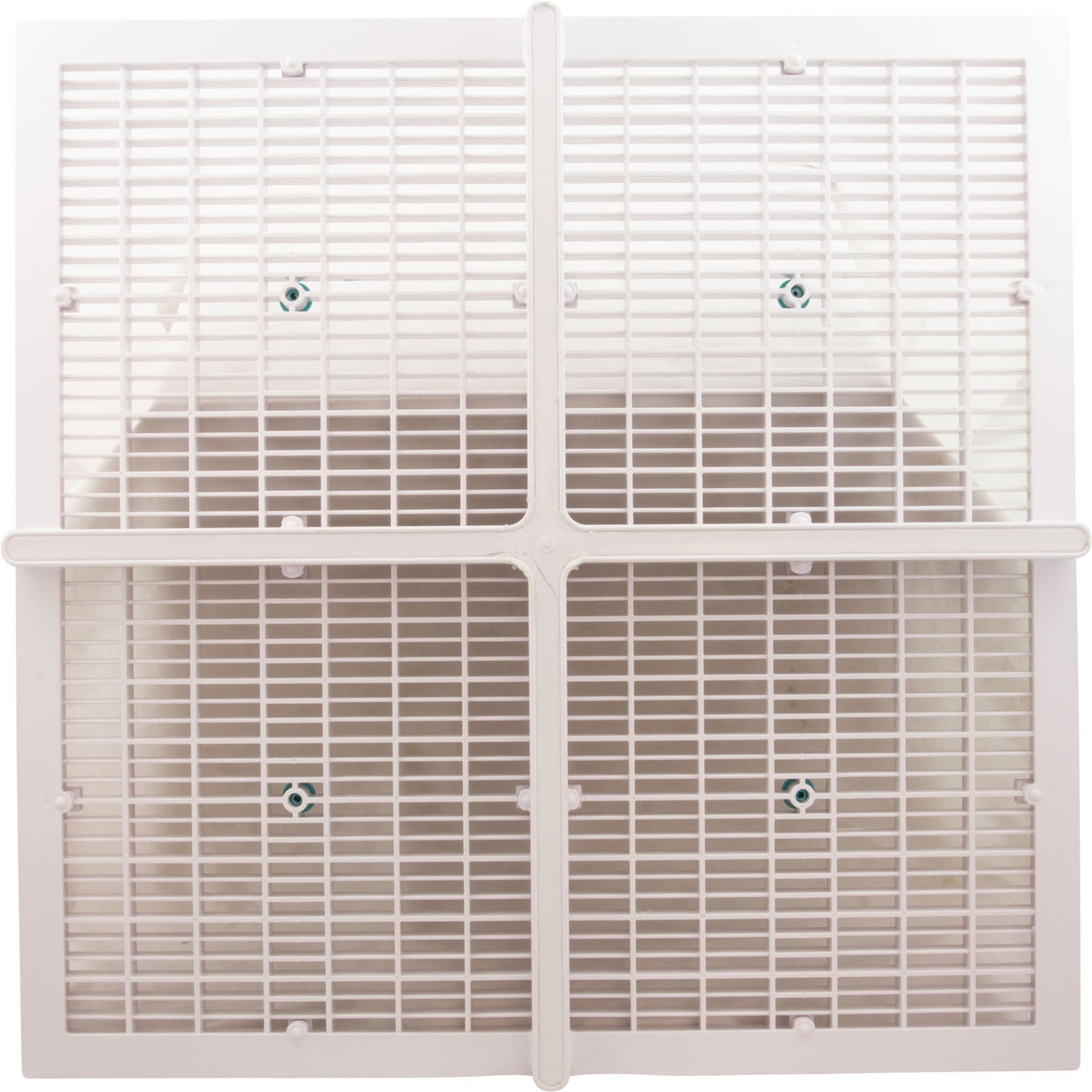 Drain Grate, 4-12" Sq, w/ 24" Sq Frame, Anit Entrap, White