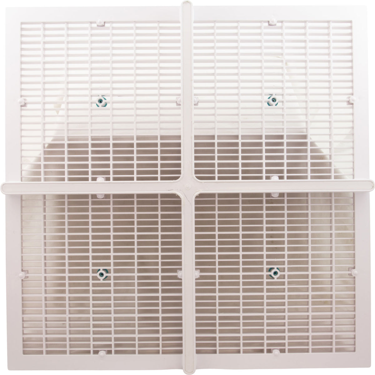 Drain Grate, 4-12" Sq, w/ 24" Sq Frame, Anit Entrap, White