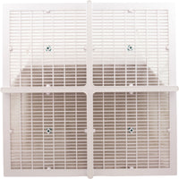 Drain Grate, 4-12" Sq, w/ 24" Sq Frame, Anit Entrap, White