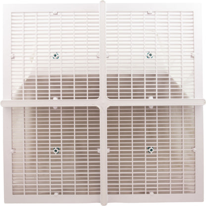 Drain Grate, 4-12" Sq, w/ 24" Sq Frame, Anit Entrap, White