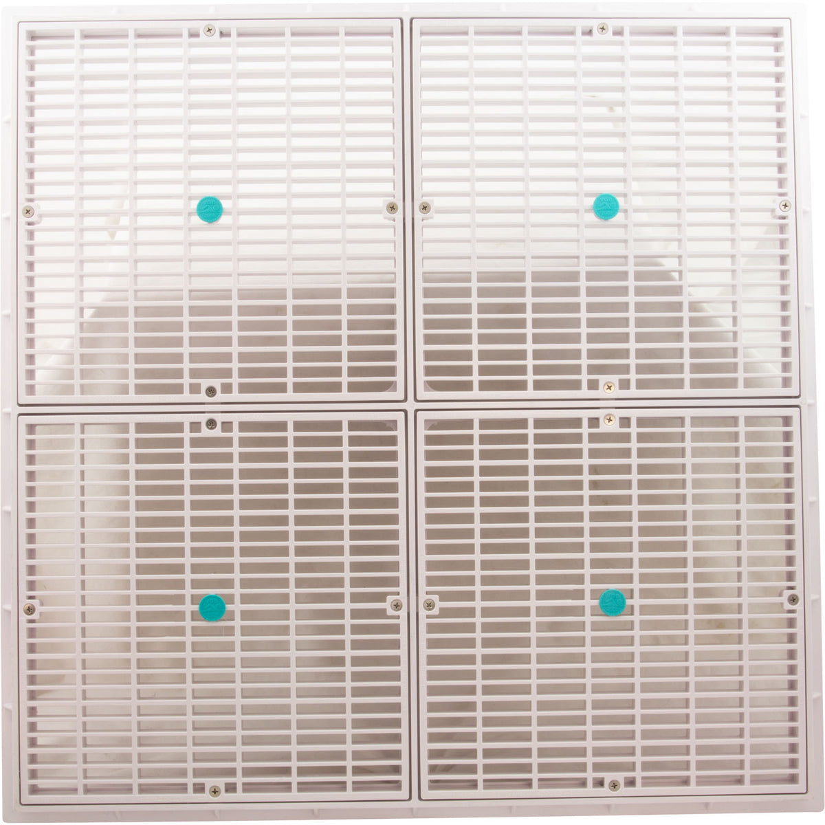 Drain Grate, 4-12" Sq, w/ 24" Sq Frame, Anit Entrap, White