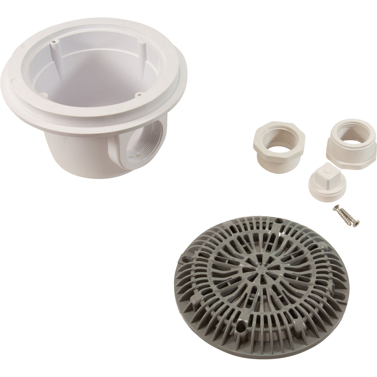 Hw Gunite Pool Main Drain (2In Thread So, 2In Thread Bo) Gray