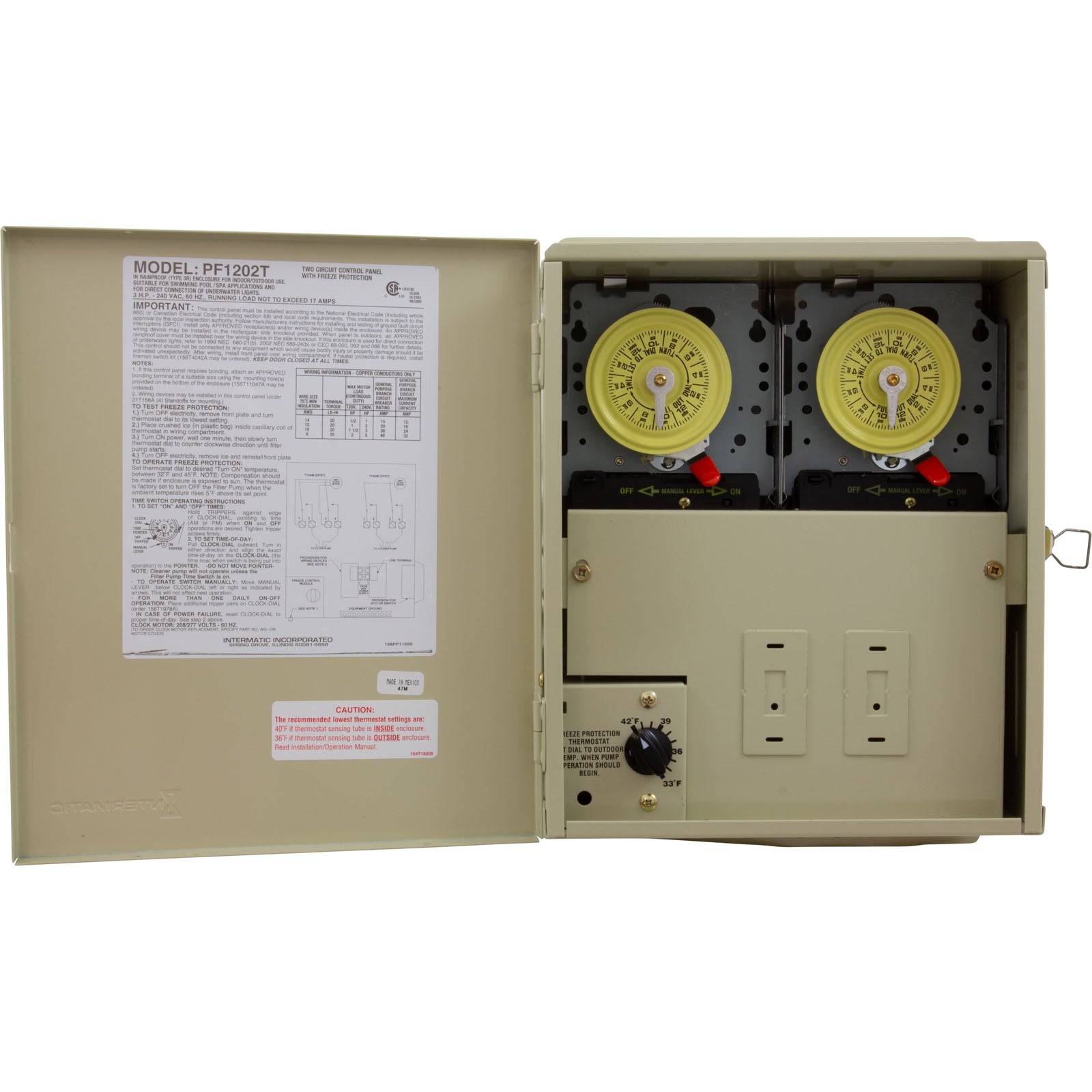 For Pools W/Cleaner Requires 2 Time Switches, 240V