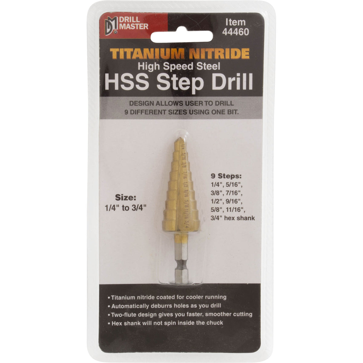 Tool, Step Drill Bit, 1/4" - 3/4"