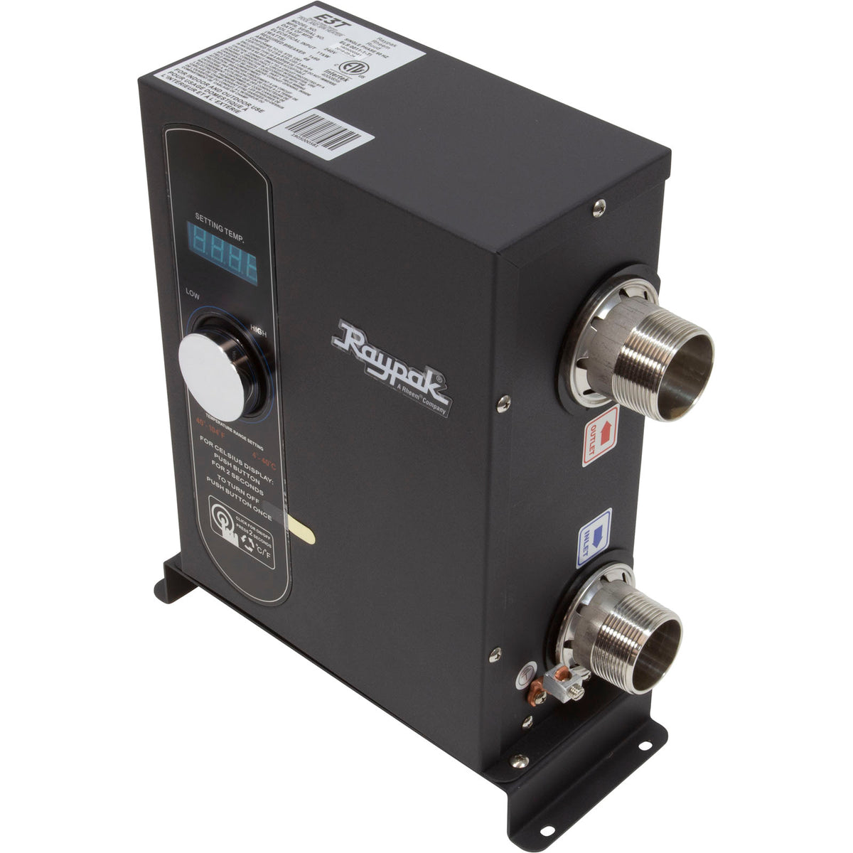 Digital Electric Heater, Raypak E3T, 1-1/2" mpt, 230v, 5.5kW