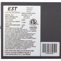 Digital Electric Heater, Raypak E3T, 1-1/2" mpt, 230v, 11kW