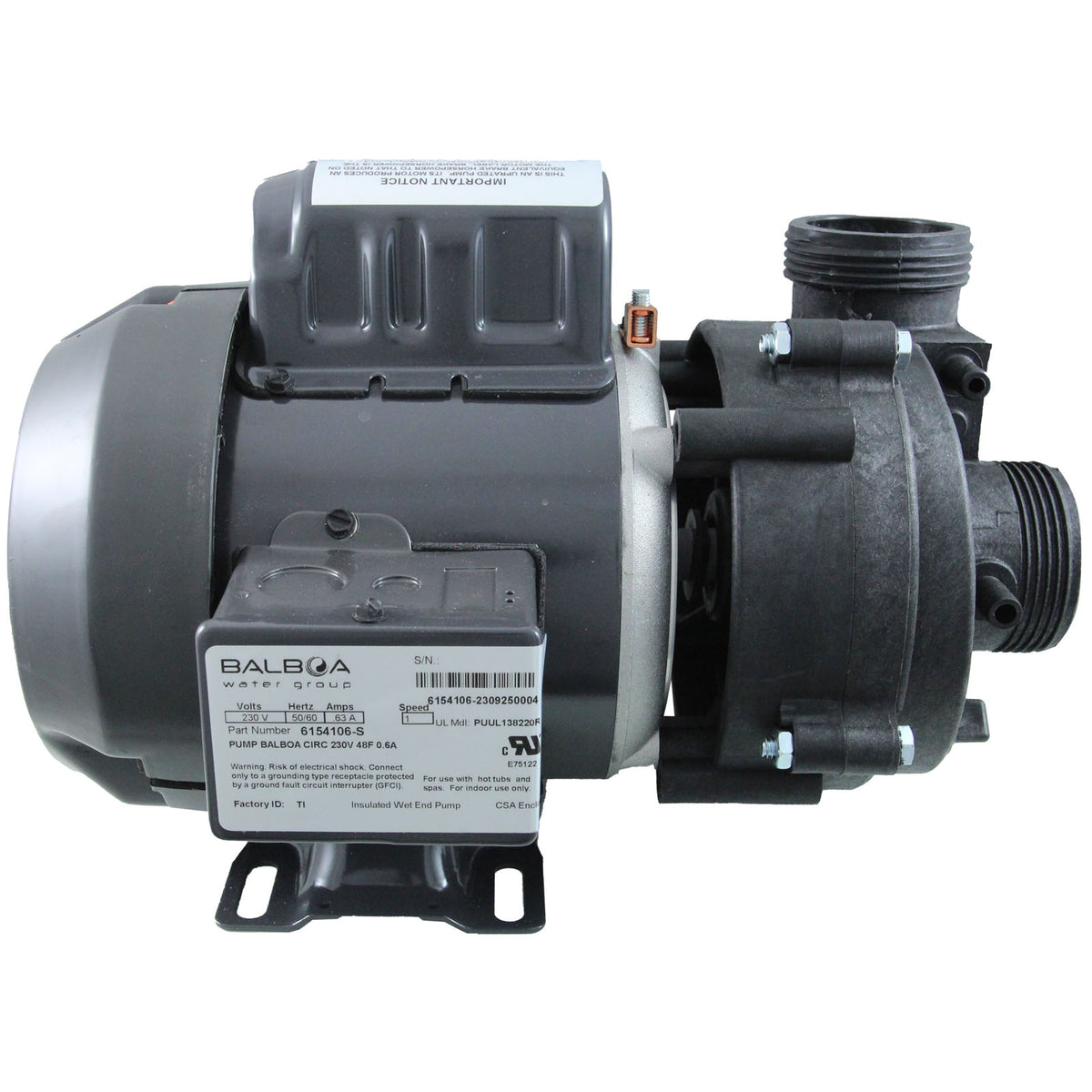 Pump, Circulation, BWG, 1/15hp, 230v, 0.7A, 48Fr, 1-1/2"