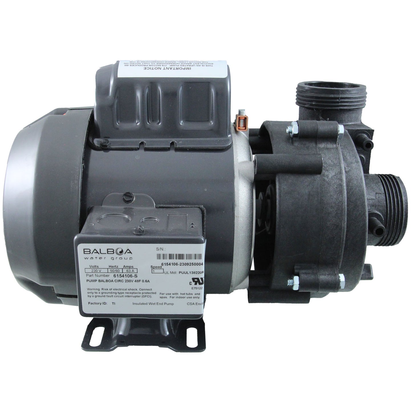 Bomba de circulación BWG, 1/15 hp, 230 V, 0,7 A, 48 Fr, 1-1/2"