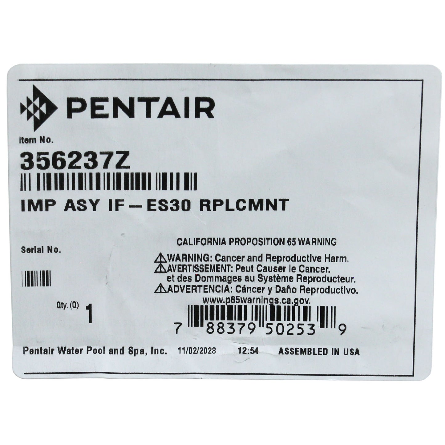Impeller, Pentair IF VS/VSF/2 VST/IP VS+SVRS, After 10/2020