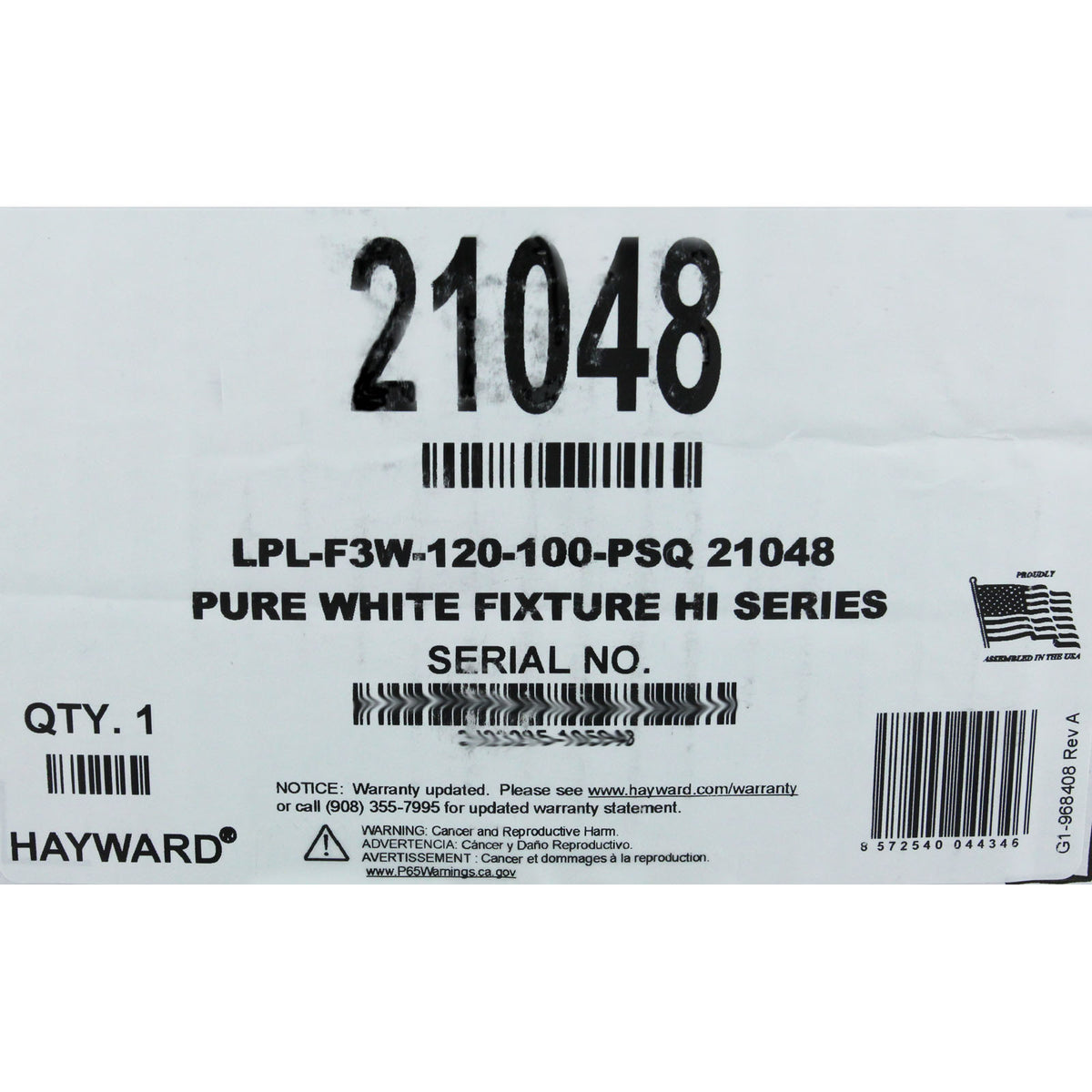 Pool Light, PureWhite LED, 115V, 58W, 100ft, 500W Equivalent, SQ
