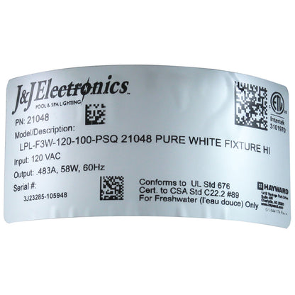 Luz para piscina, LED PureWhite, 115 V, 58 W, 100 pies, equivalente a 500 W, pies cuadrados