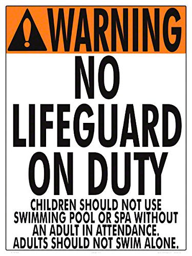 Sign "No Lifeguard" 1001WS1824E