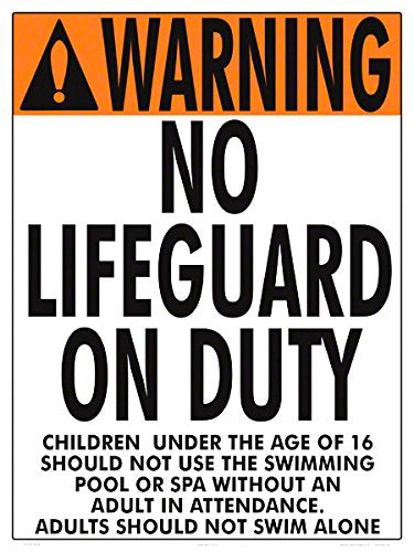 1003WS1824E No Lifeguard Sign Massachusetts/New York