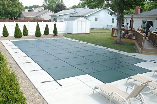 GLI Secur-A-Pool 16' x 32' Rectangle Mesh Safety Cover, Green, 20-1632RE-SAP-GRN