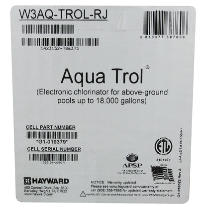 Generador de cloro salino, Hayward AquaTrol RJ