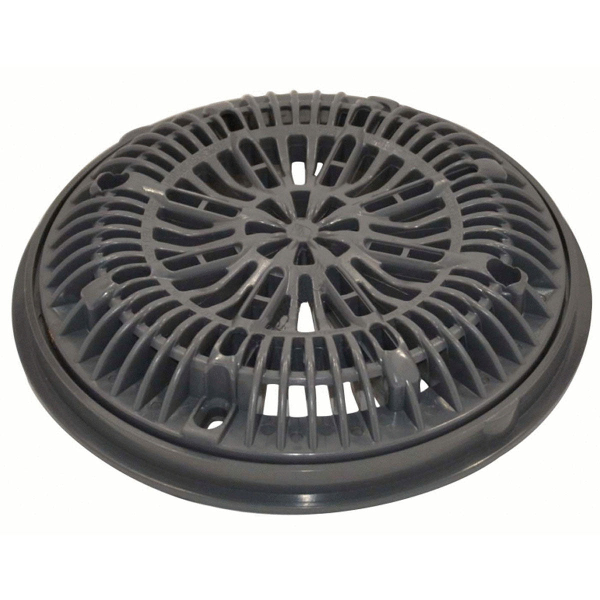 25537-007-000 Gunite Main Drain A/V 8" Galaxy Lid & Flat Frame Dark Gray