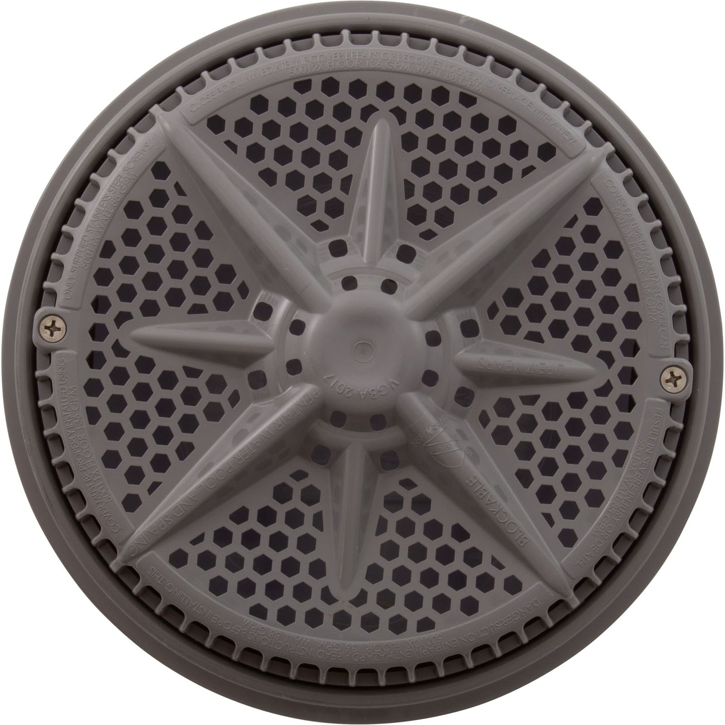 Main Drain, PentStarGuard, 8", 112gpm, 2"Side Port, ABS, Gray, qty 2