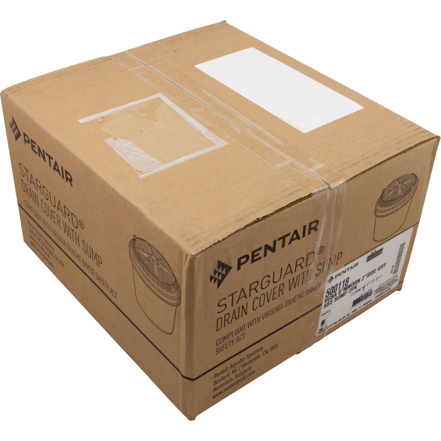 Main Drain, PentStarGuard, 8", 112gpm, 2"Side Port, ABS, Gray, qty 2