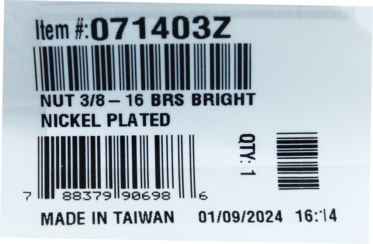 Nut, Pentair Purex Whisperflo/IntelliFlo, 3/8-16, NP