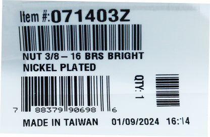 Nut, Pentair Purex Whisperflo/IntelliFlo, 3/8-16, NP