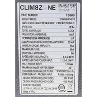 Heat Pump, Balboa Water Group Clim8Zone, 2", 230v