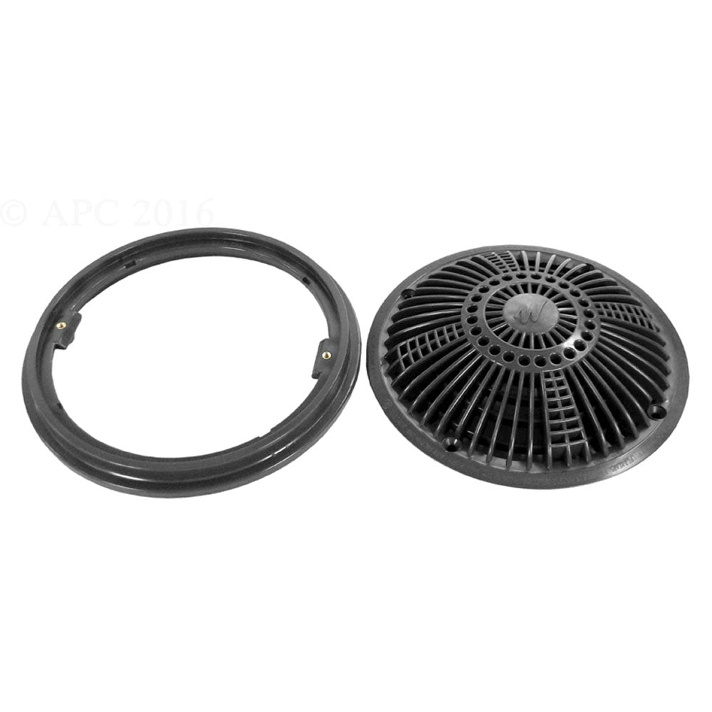 Main Drain Cover & Frame, Waterway Tru Flo 8", Gry/Dk, VGB