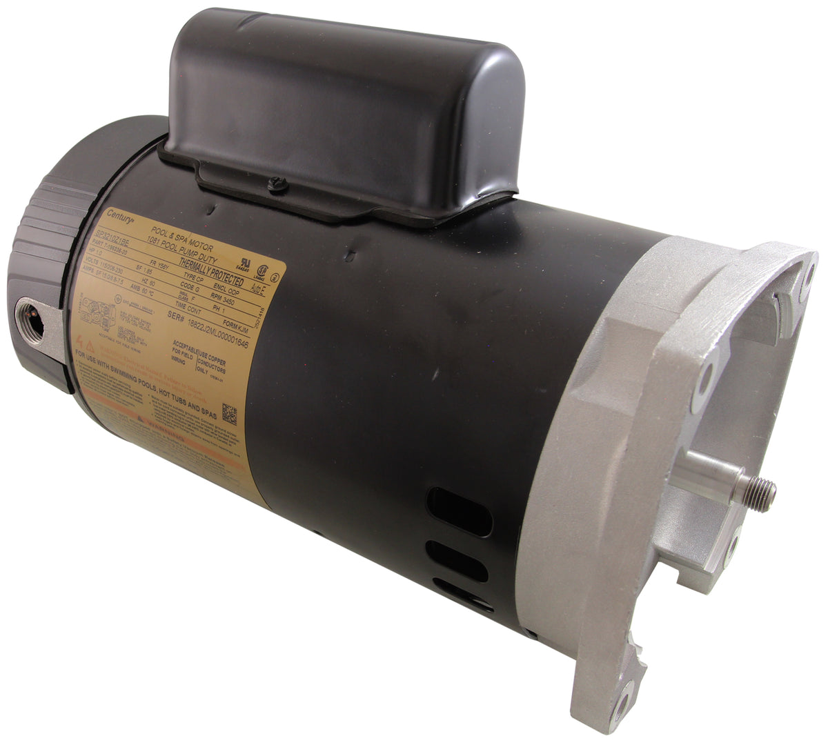Motor, Hayward TriStar, 1.0hp, 1Spd, 115v/208-230v, SQFL, EE, Full