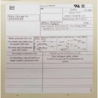 Motor Pentair SF, 0,75 hp, 230 V, 2 velocidades, 56 Y SQFL, régimen máximo