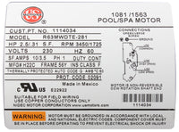 Pump, BWG Vico Ultimax, 2.5hp, 2-Spd, 230v, 56Fr, 2"