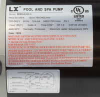 Pump, LX, 2.5HP/4.0HP, 230V, 2-Spd, 12A, 2" In/Out, 56Fr No Feet