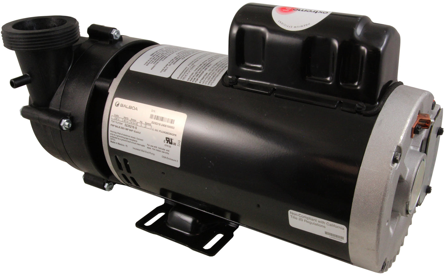 Bomba, Balboa Ultimax, 230 V, 56FR, 5,0 HP, 2 velocidades, 16,4 A/4,8 A, 2"