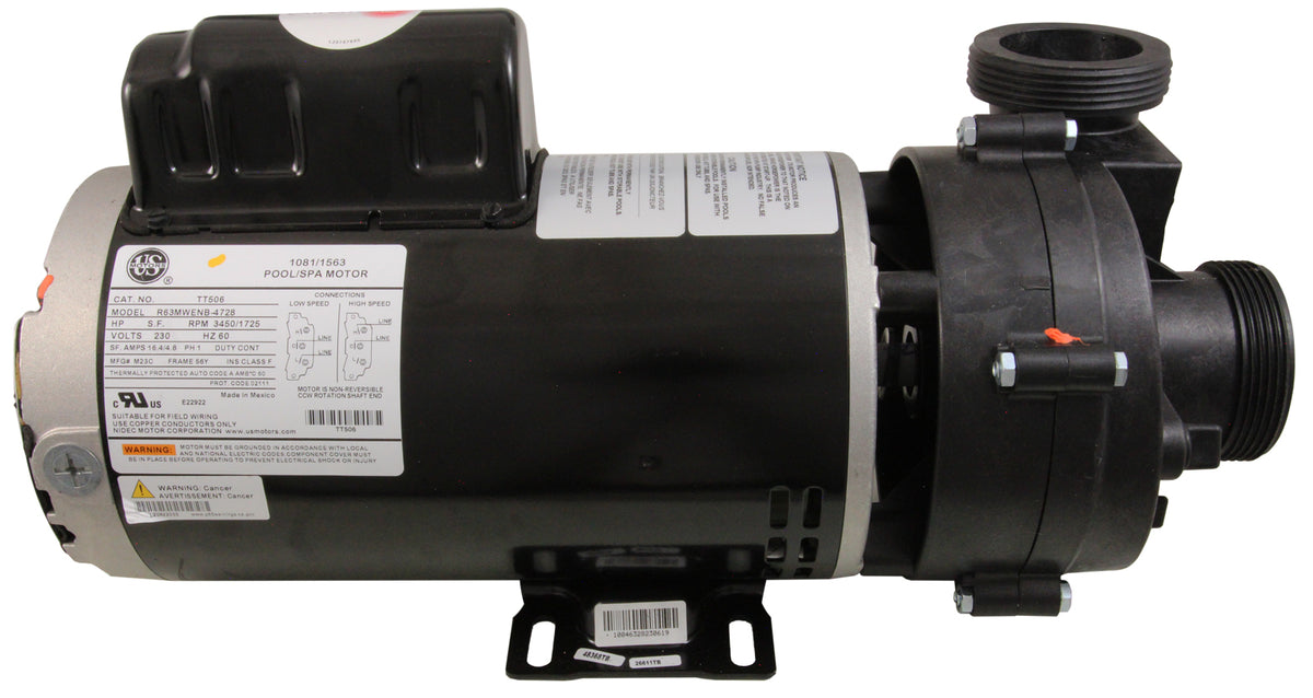 Pump, Balboa Ultimax, 230V, 56FR, 5.0HP, 2-Spd, 16.4A/4.8A, 2"