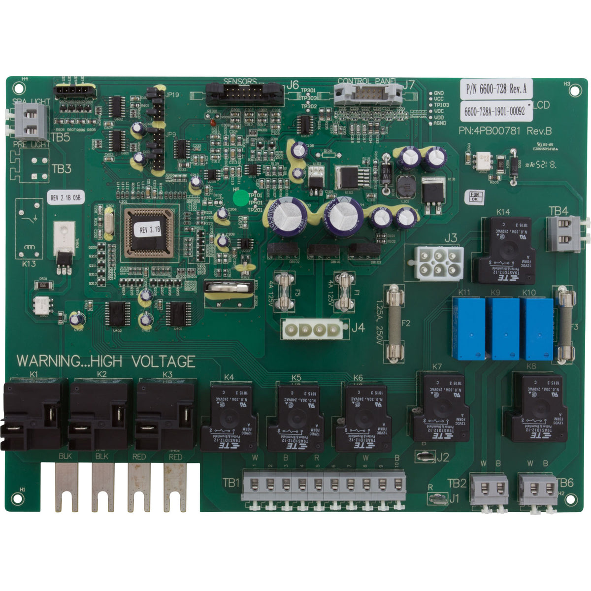 PCB, Sundance Spas, 880 Series, LCD, 1 and 2 Pump, 2014