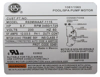 Pump, WW Exec, 4.0hp, 230v, 2-Speed, 56fr, 2-1/2" x 2", OEM