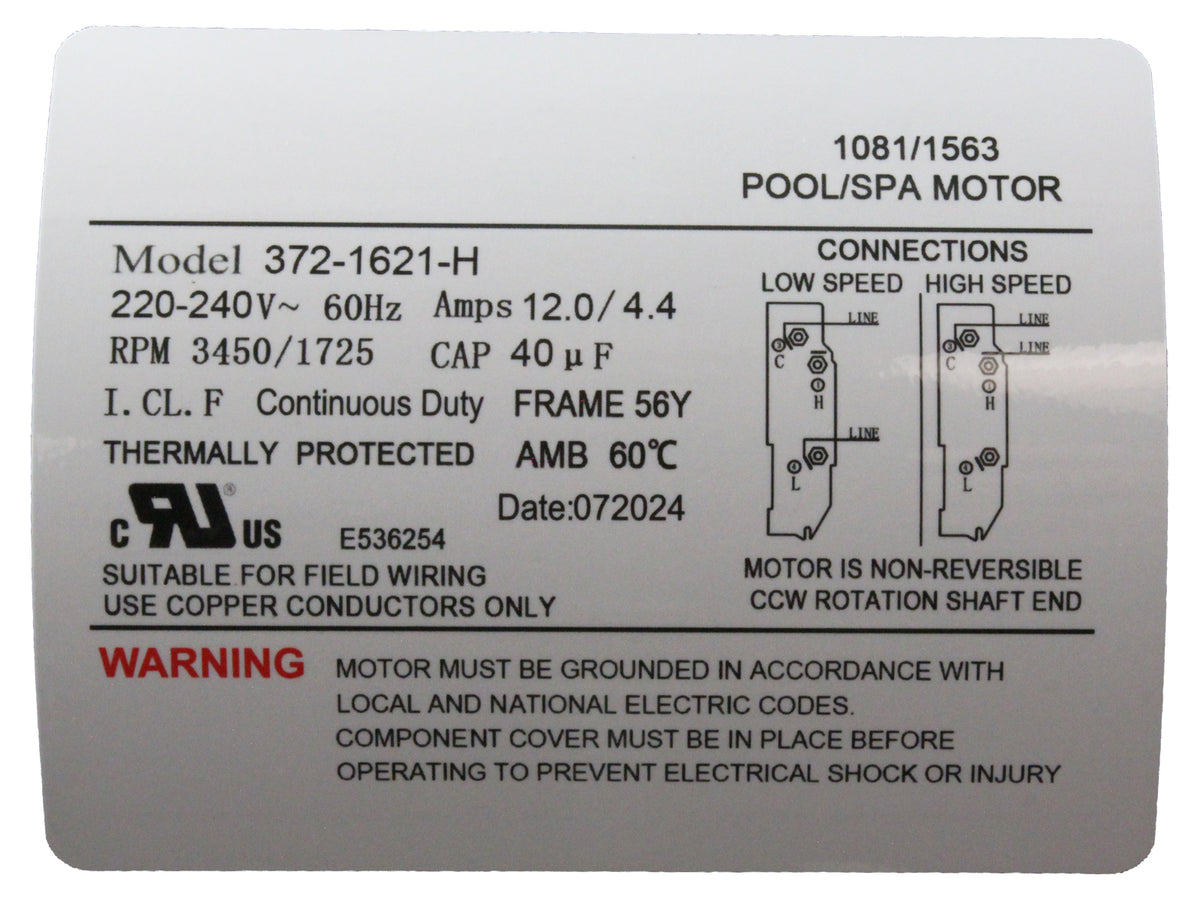 Pump, WW Executive, 4.0hp, 230V, 2-Spd, 56Fr, 2", 8ft Cord