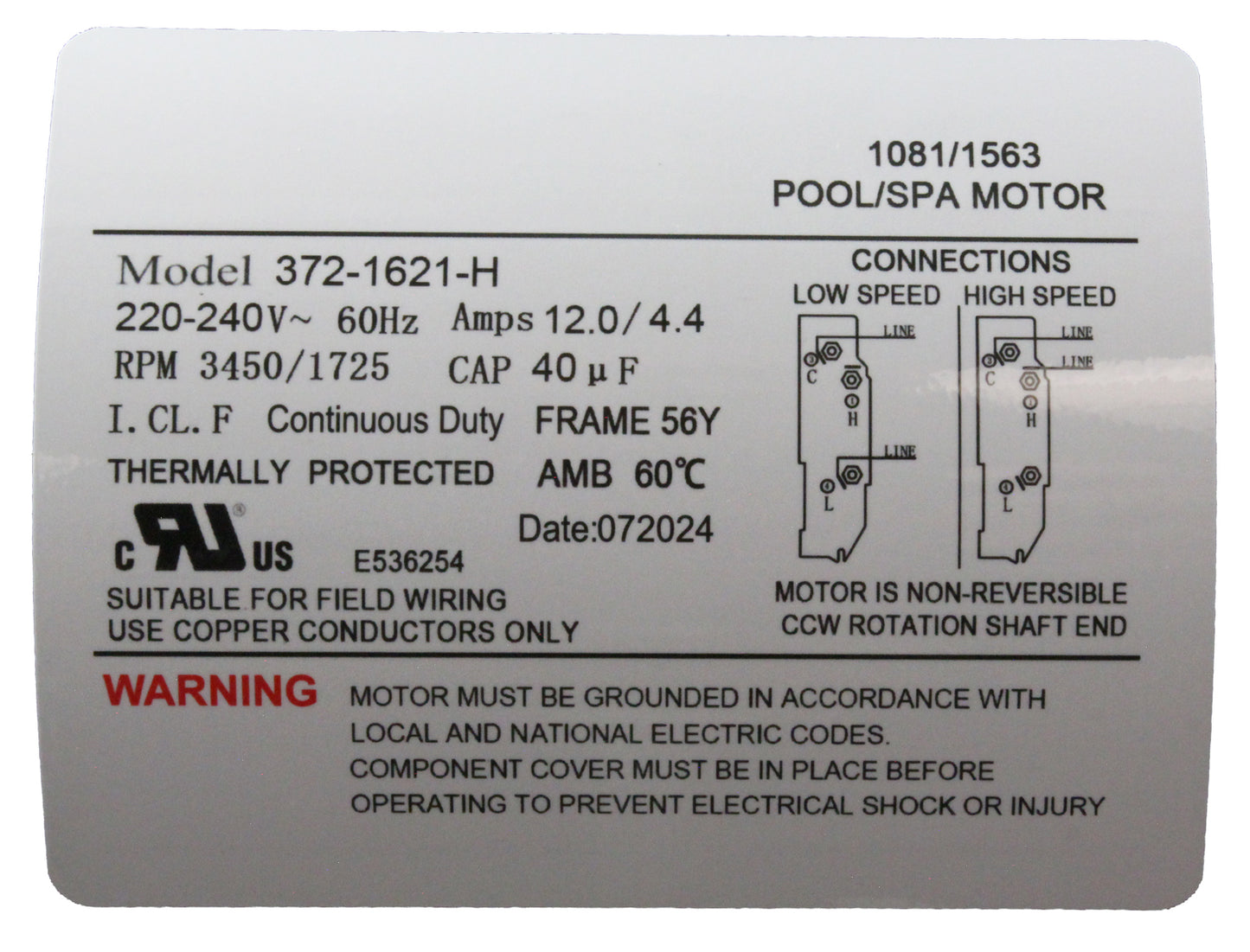 Bomba, WW Executive, 4,0 hp, 230 V, 2 velocidades, 56 Fr, cable de 2", 8 pies