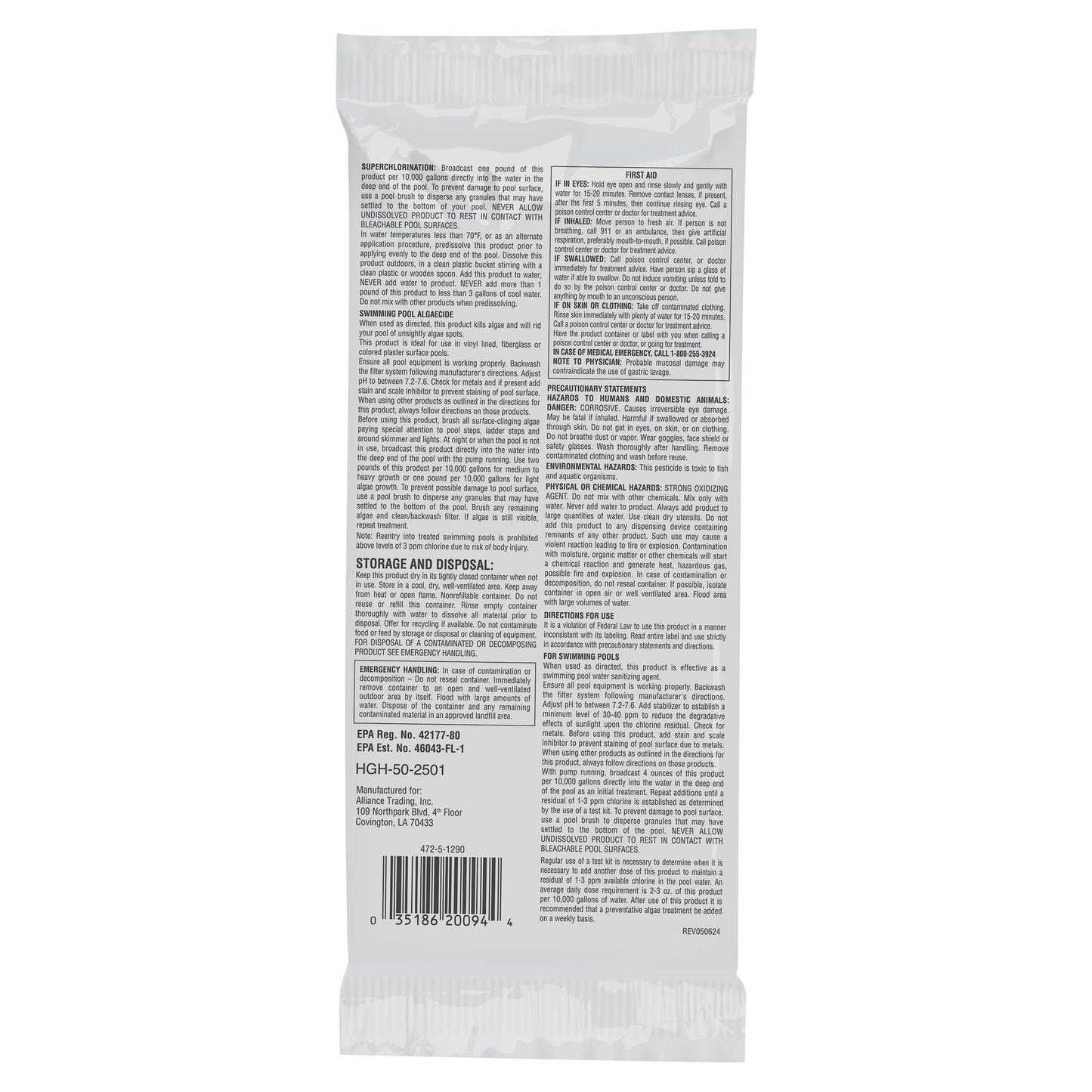 Pool Season 47251290 1 lb Chlorinating Concentrate Bag