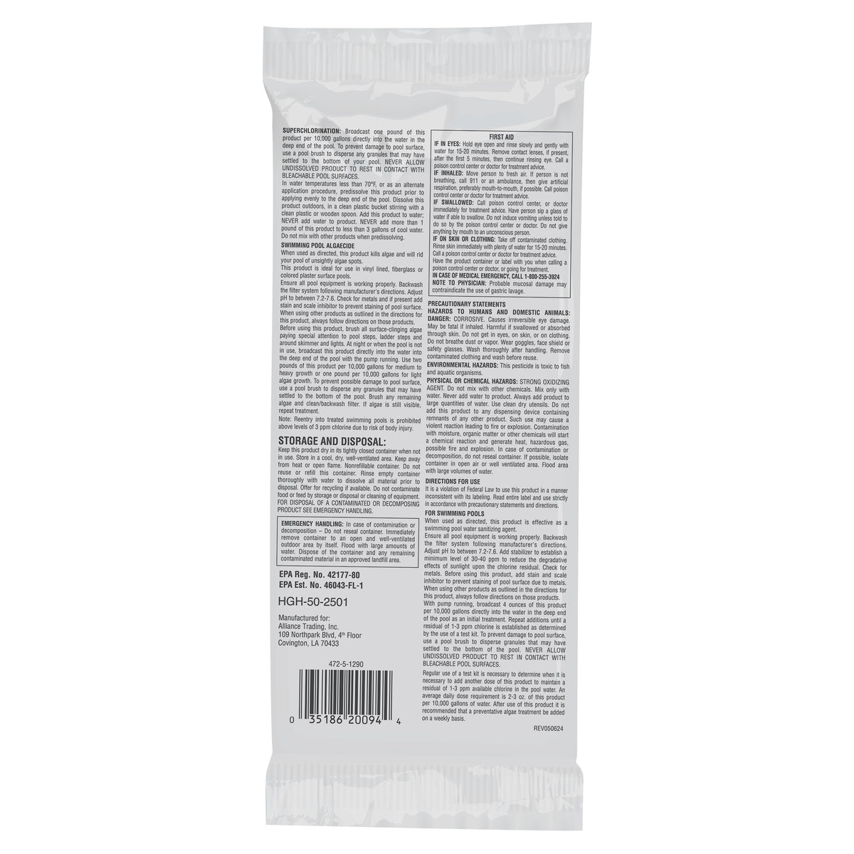 Pool Season 47251290 1 lb Chlorinating Concentrate Bag