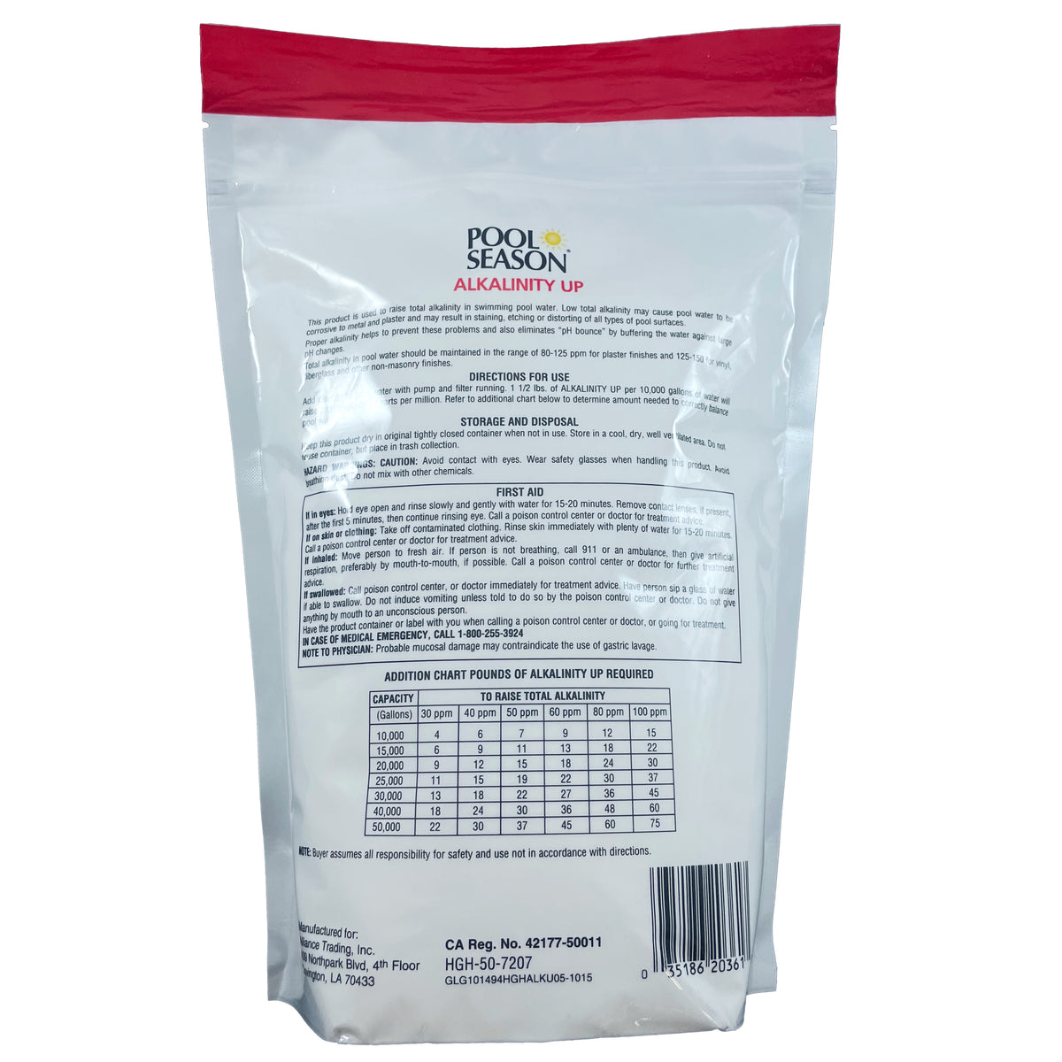 Pool Season 47251380 5 lbs Alkalinity Up Pouch
