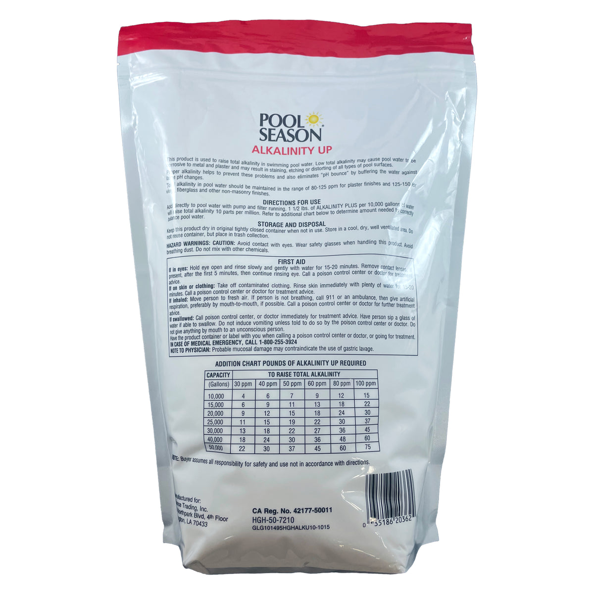 Pool Season 47251390 10 lbs Alkalinity Up Pouch