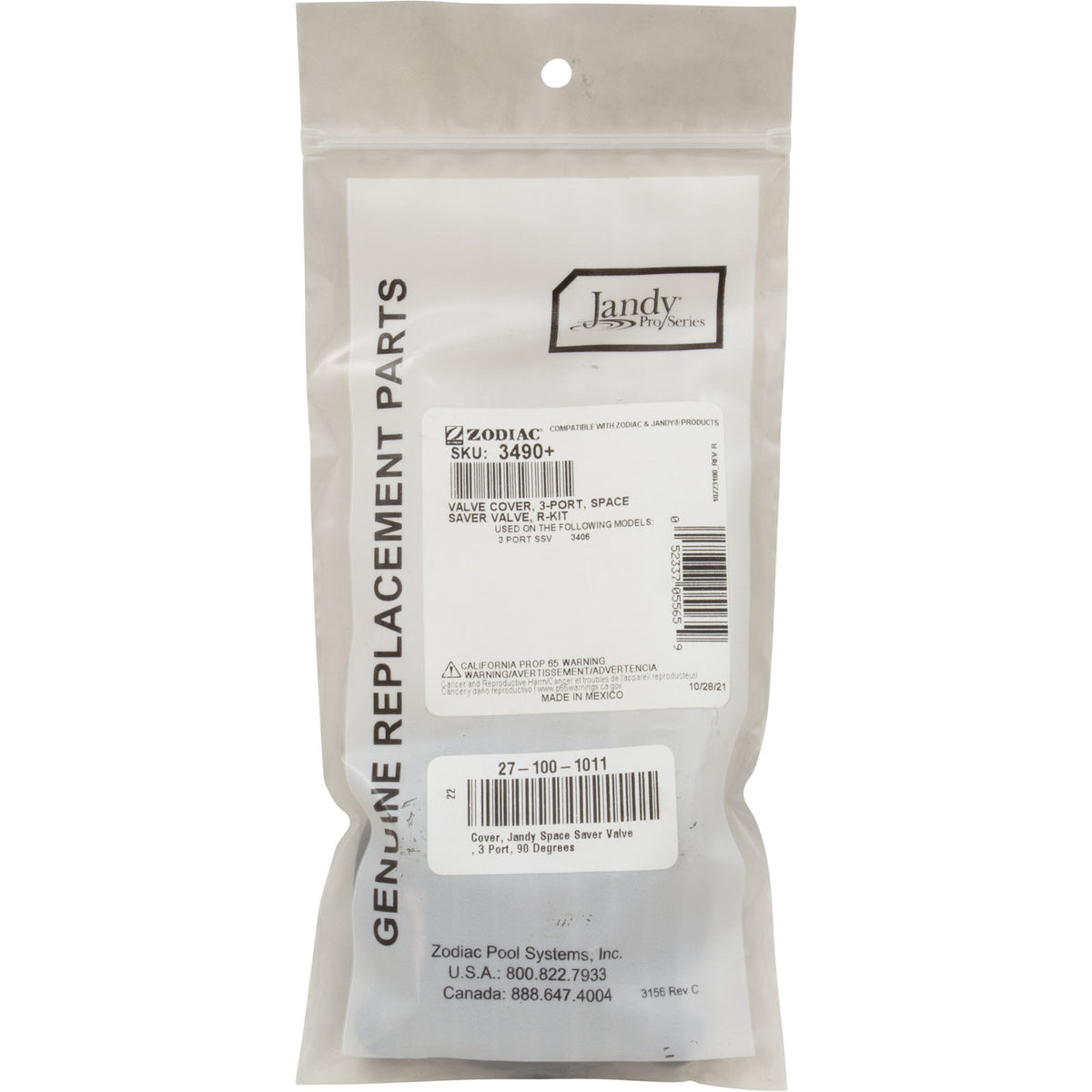 Cover, Jandy Space Saver Valve, 3 Port, 90 Degrees