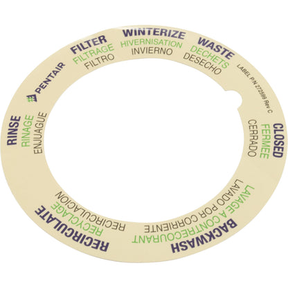 Étiquette, Pentair 6 voies 1-1/2" Hi-Flo MPV